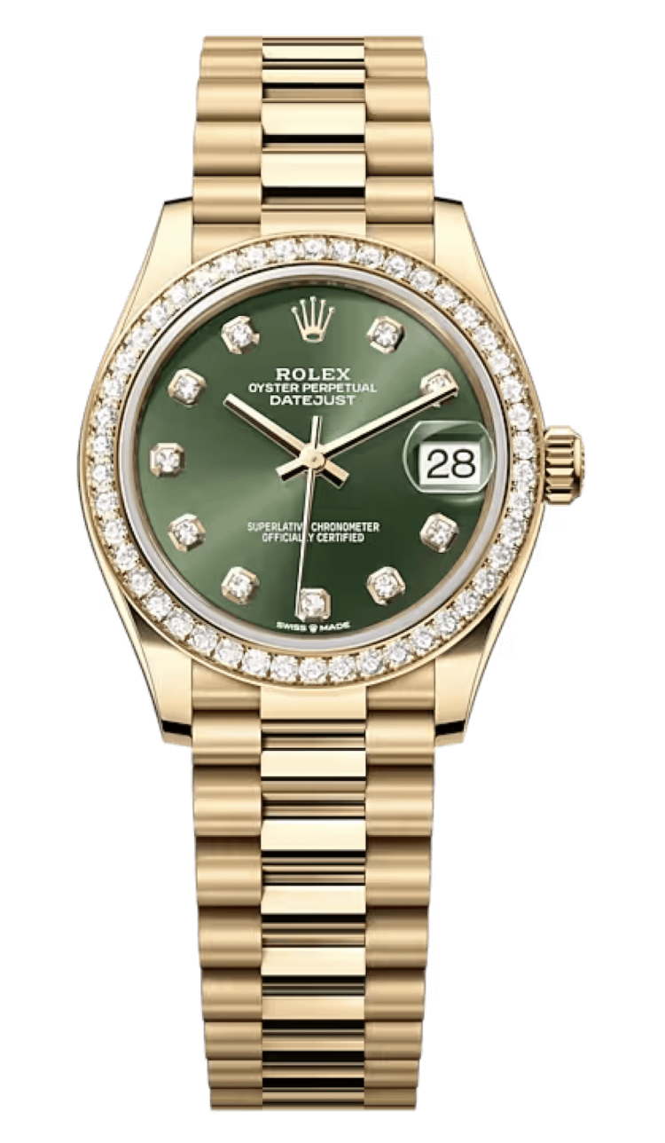 Rolex Datejust 31 Yellow Gold Diamond Olive Green President Ladies Watch photo 1