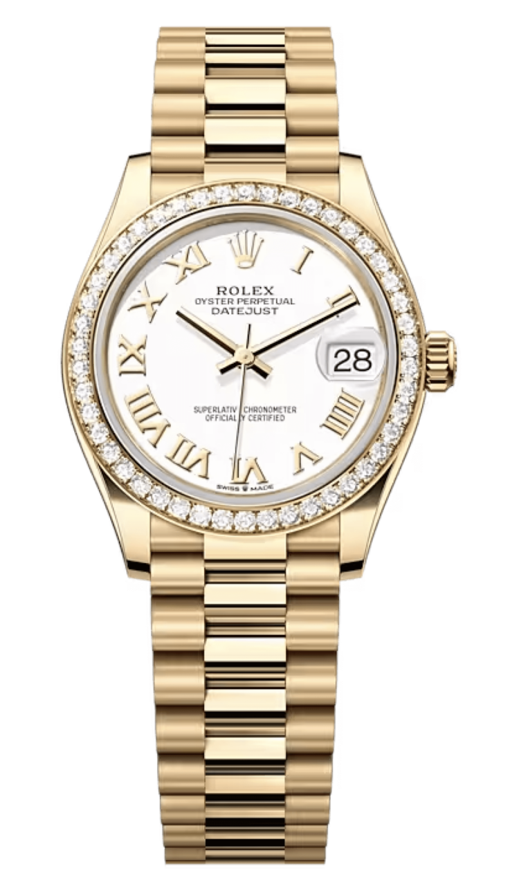 Rolex Datejust 31 Yellow Gold Diamond White Lacquer President Ladies Watch photo 1