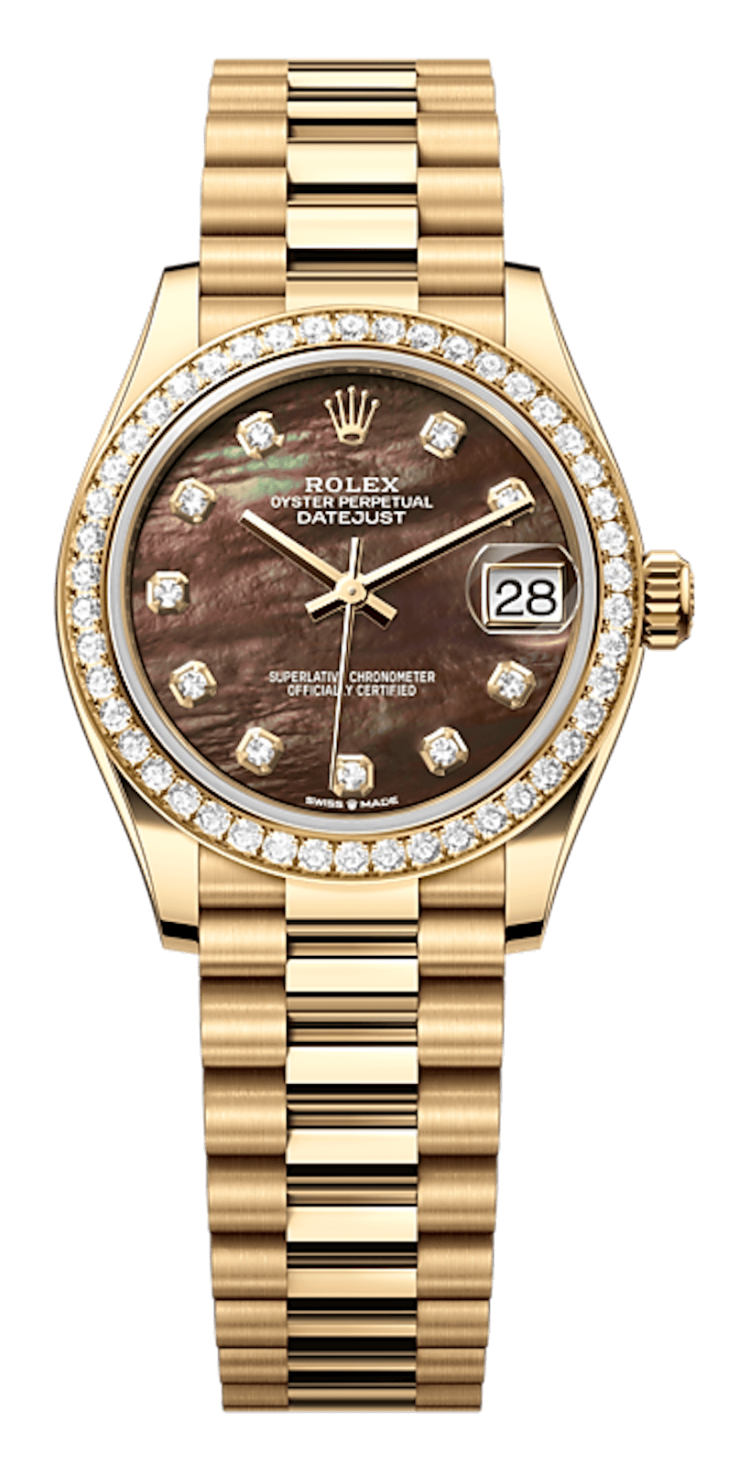 Rolex Datejust 31 Yellow Gold Diamond Black Mother-of-Pearl President Ladies Watch photo 1
