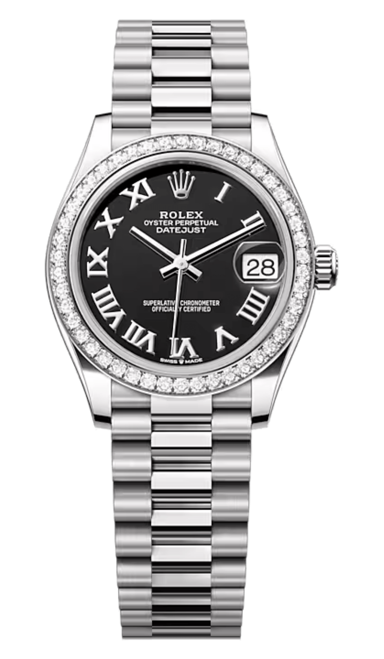 Rolex Datejust 31 White Gold Diamond Bezel Black Roman President Ladies Watch photo 1