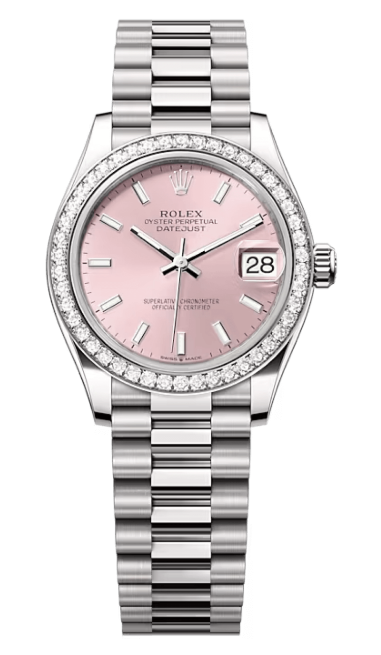 Rolex Datejust 31 White Gold Diamond Bezel Pink President Ladies Watch photo 1