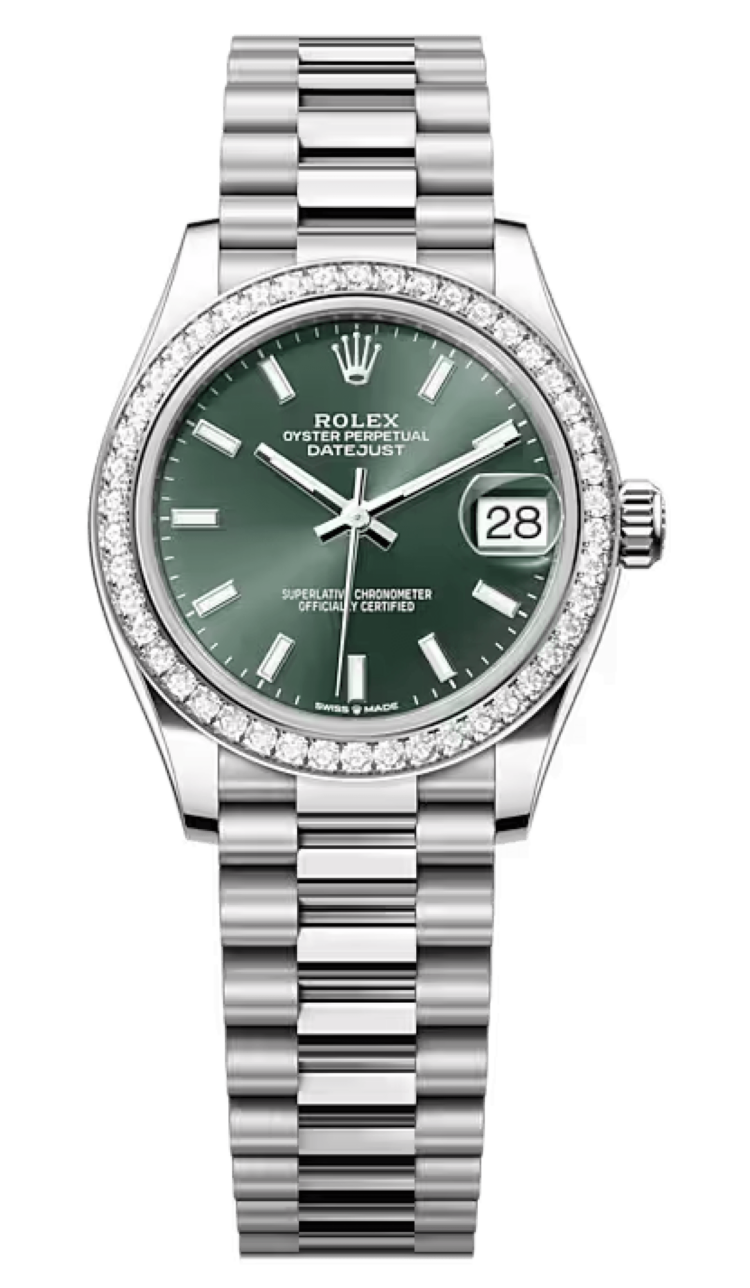 Rolex Datejust 31 White Gold Diamond Bezel Mint Green President Ladies Watch photo 1