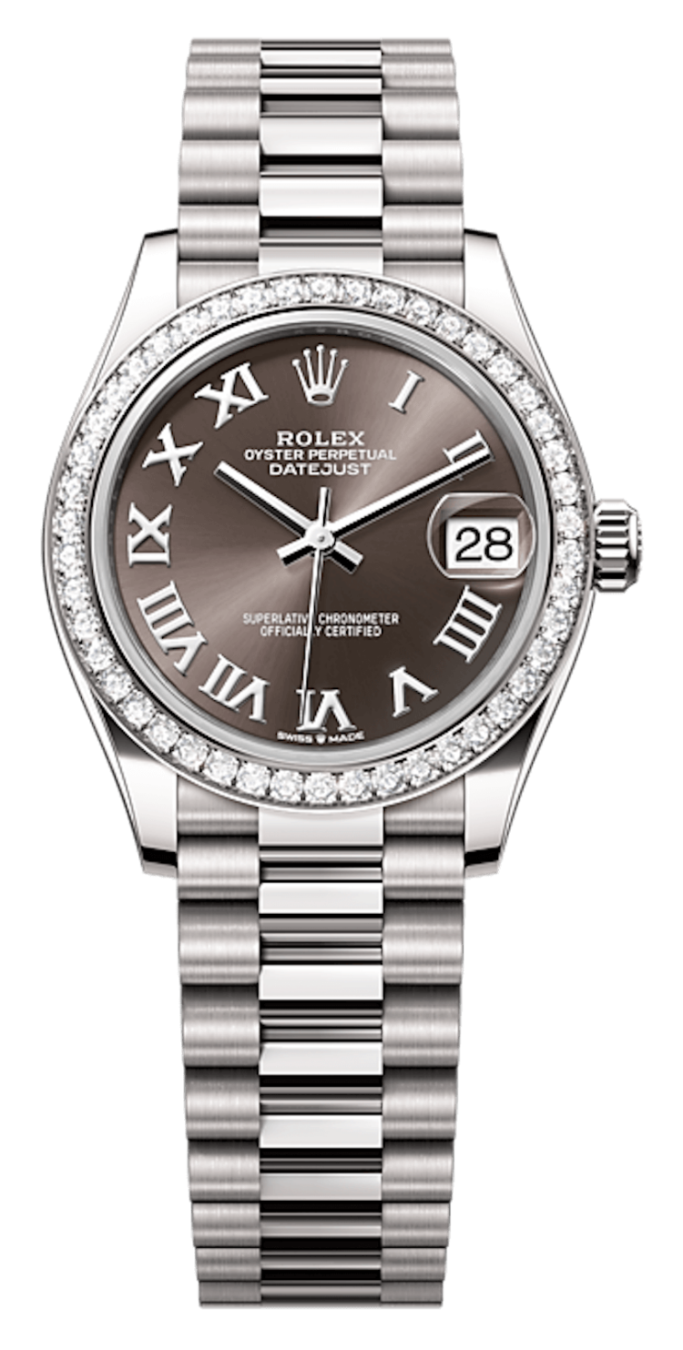 Rolex Datejust 31 White Gold Diamond Bezel Grey Roman President Ladies Watch photo 1
