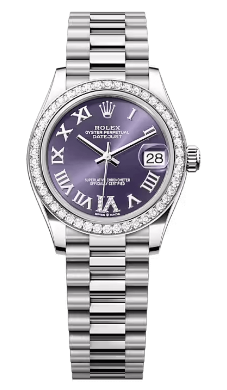 Rolex Datejust 31 Aubergine Purple Diamond-Set President Ladies Watch photo 1