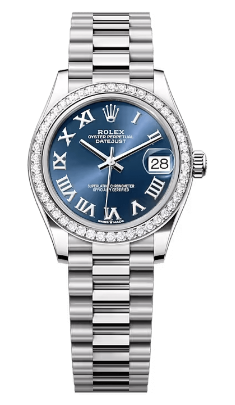 Rolex Datejust 31 White Gold Diamond Bezel Blue Roman President Ladies Watch photo 1
