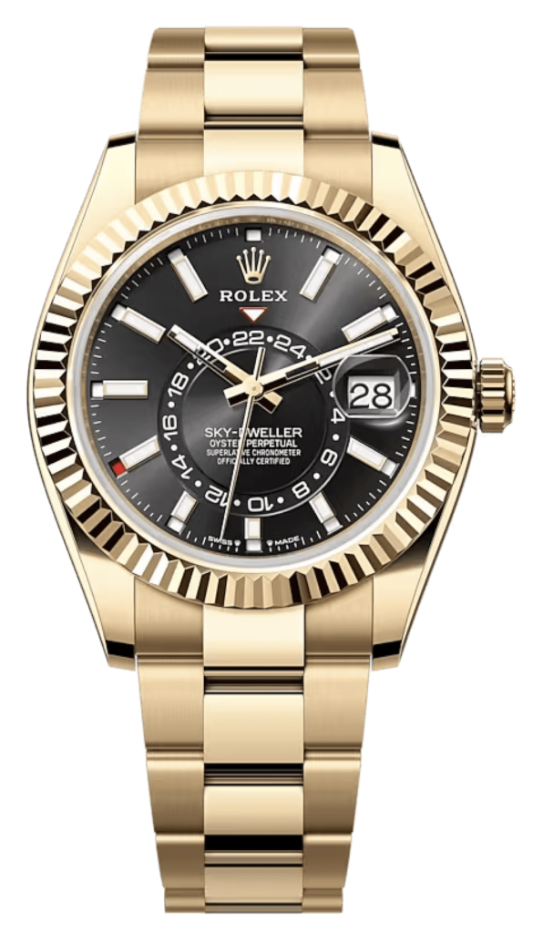 Rolex Sky Dweller Bright Black Yellow Gold Oyster Men s Watch 336938 0002 buy at a reasonable cost in Catalogue of luxury chronographs Swiss Watches Inc