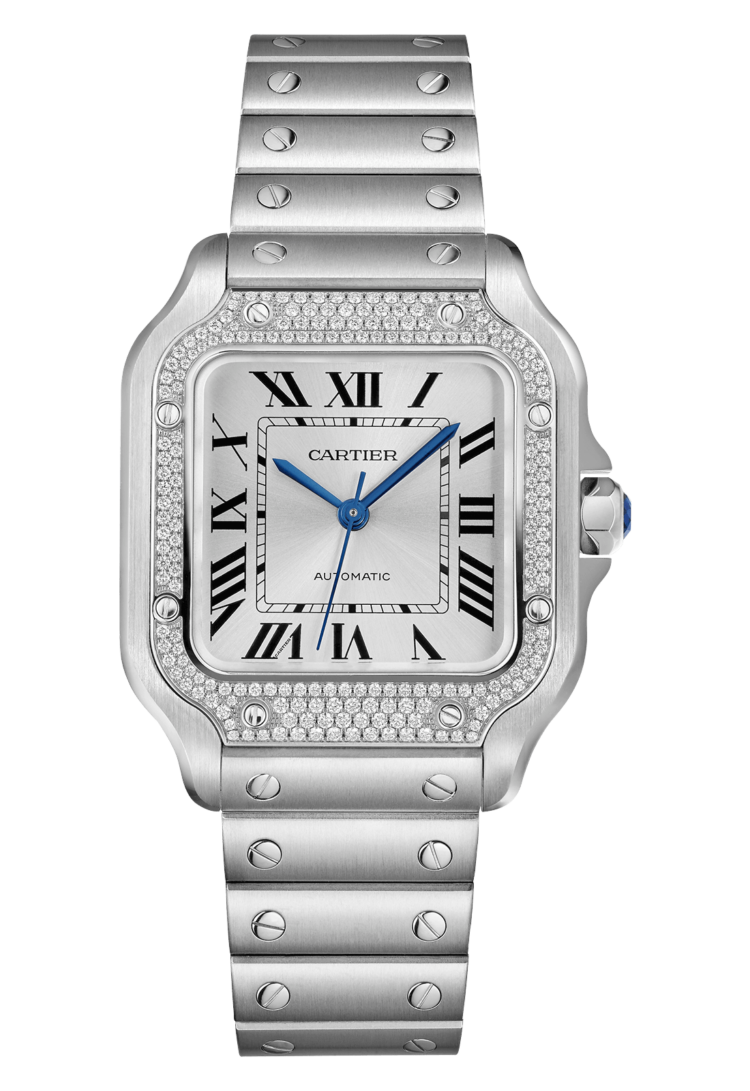 Cartier Santos de Cartier Medium Silver Sunray Steel Diamond Men's Watch photo 1