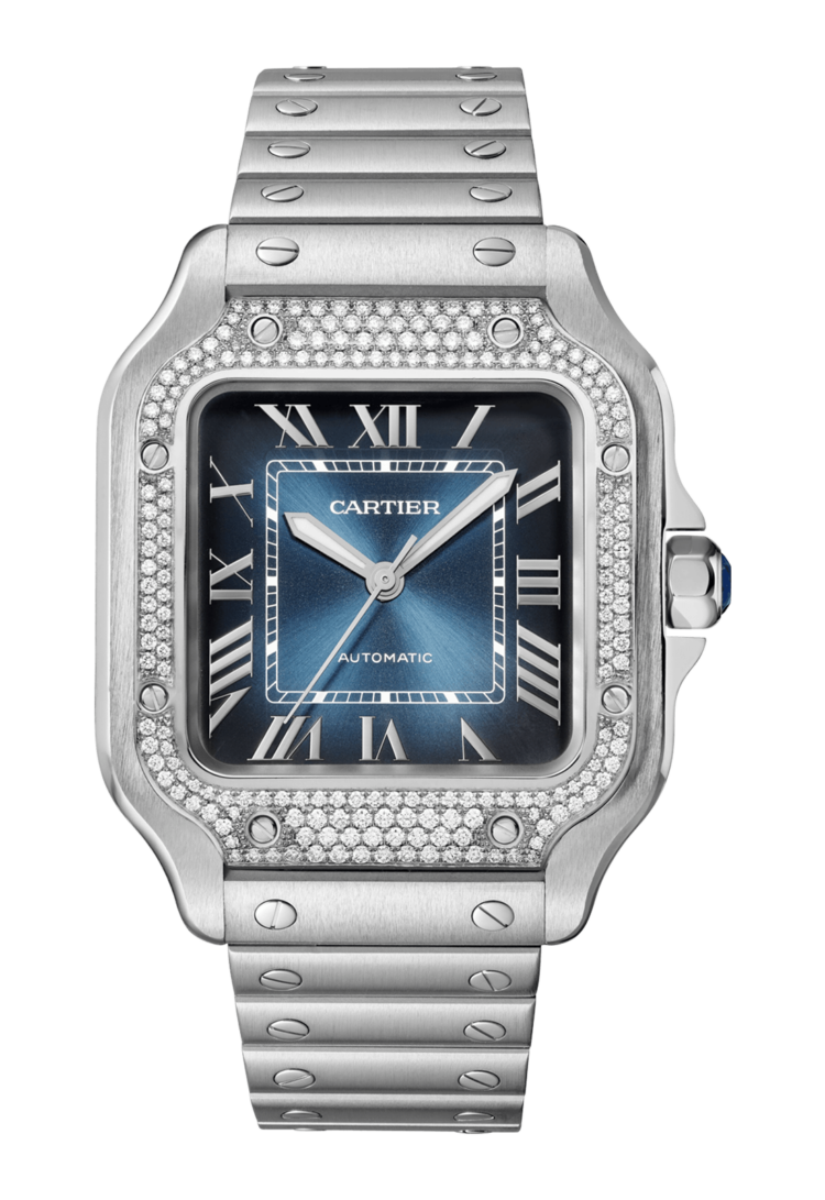 Cartier Santos de Cartier Medium Model Diamond Blue Steel Unisex Watch photo 1