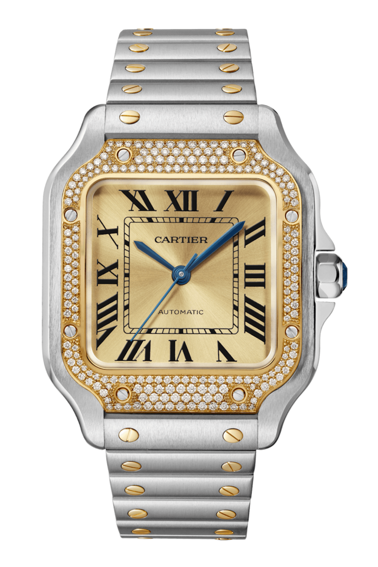 Cartier Santos de Cartier Medium Golden Sunray Diamond Men's Watch photo 1