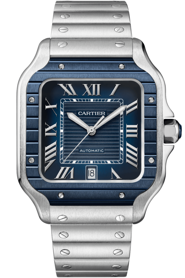 Cartier Santos de Cartier Large Blue Striated 2023 Stainless Steel Men's Watch photo 1