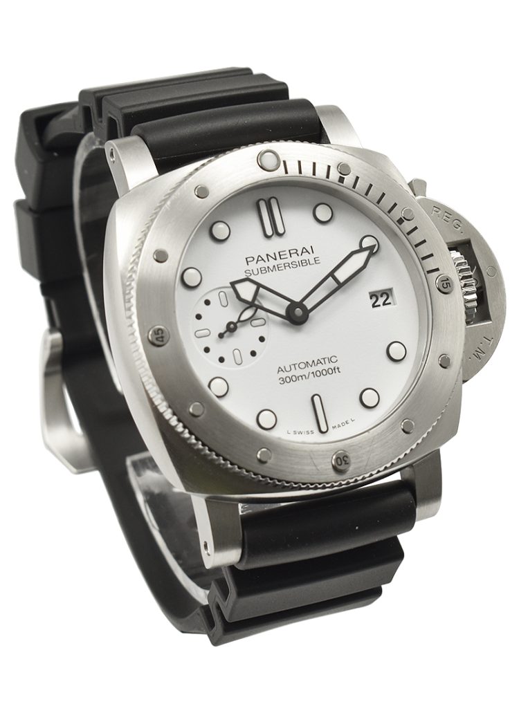 Panerai Submersible Bianco 42mm Brushed Steel Black Rubber Men's Watch photo 1