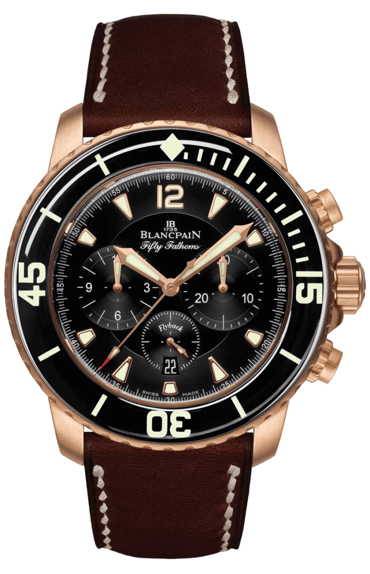 Blancpain Fifty Fathoms Chronographe Flyback Red Gold Leather Men's Watch photo 1