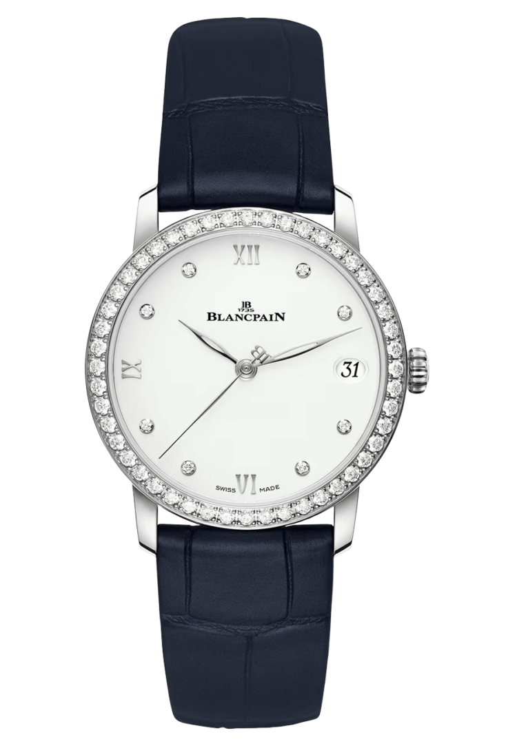 Blancpain Villeret Women Date Ultra-Slim Diamond Blue Alligator Ladies Watch photo 1