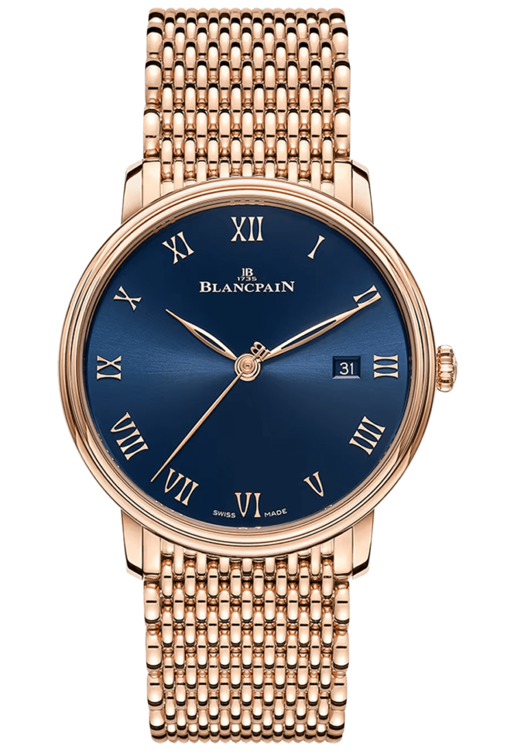 Blancpain Villeret Ultraplate Date 40mm Blue Mille Mailles Red Gold Men's Watch photo 1