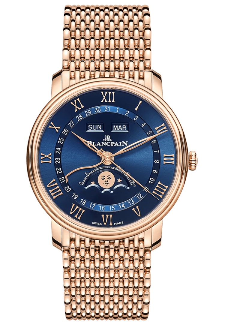 Blancpain Villeret Quantieme Complet Blue Mille Mailles Red Gold Men's Watch photo 1