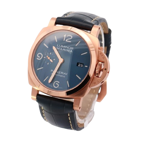 Panerai Luminor Marina Goldtech Sole Blu Alligator Men’s Watch PAM01112