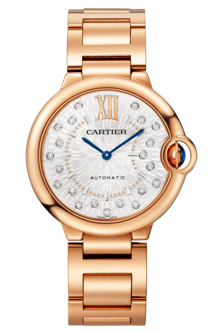 Cartier Ballon Bleu 36mm Silver Sunray Diamond Rose Gold Unisex Watch photo 1