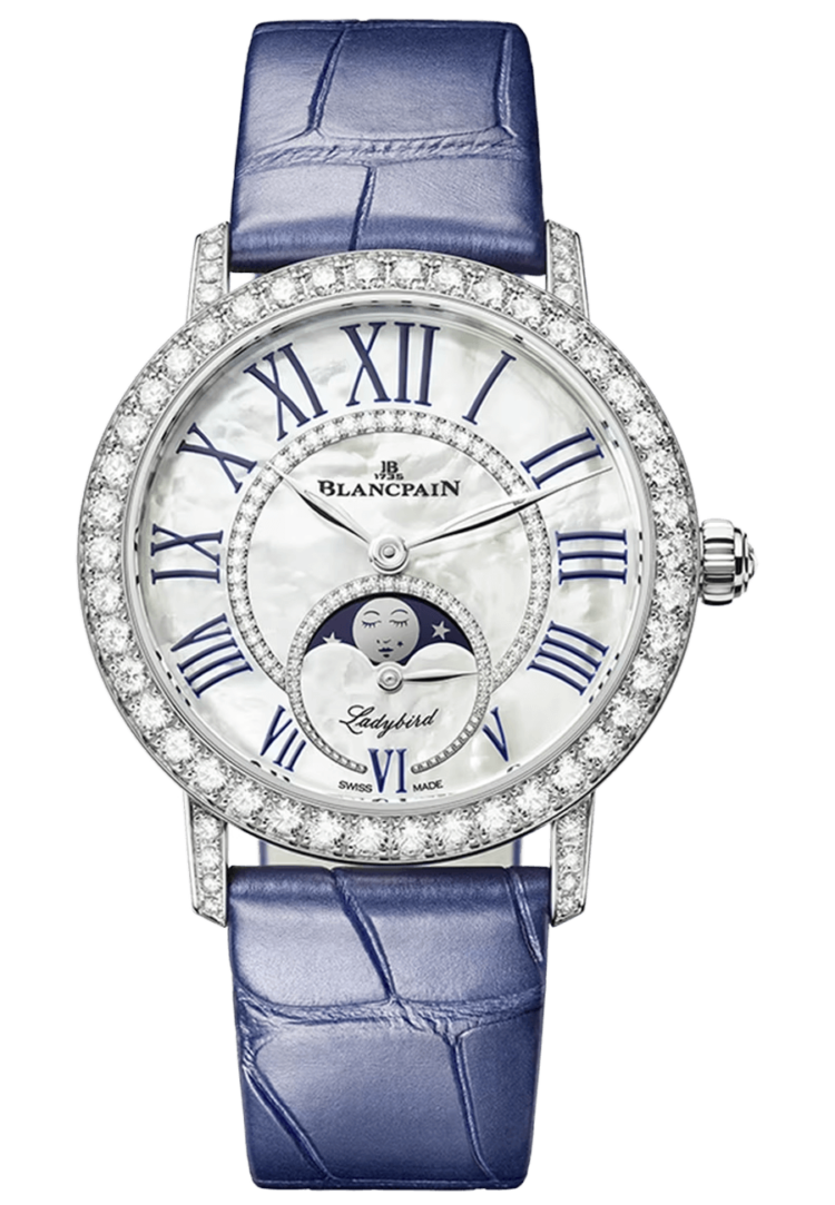 Blancpain Ladybird Colors Phases de Lune White Gold Blue Alligator Ladies Watch photo 1