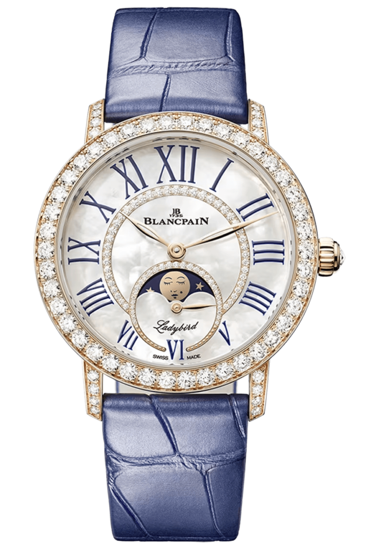Blancpain Ladybird Colors Phases de Lune Red Gold Blue Alligator Ladies Watch photo 1