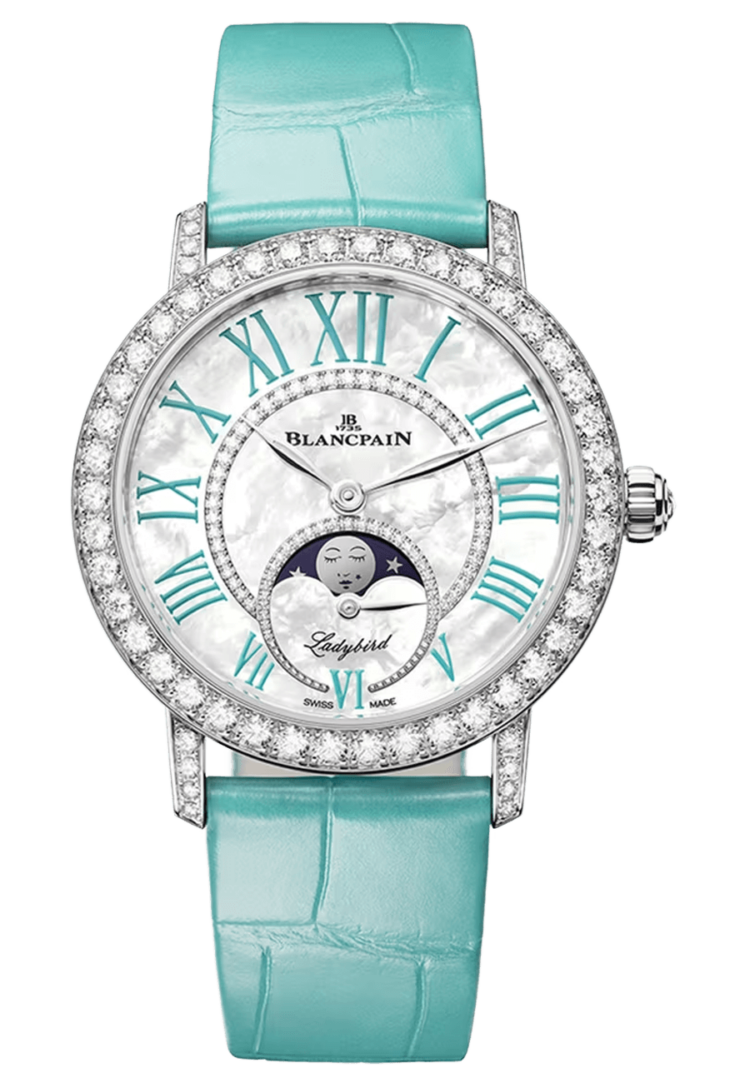 Blancpain Ladybird Colors Phases de Lune White Gold Turquoise Alligator Ladies Watch photo 1