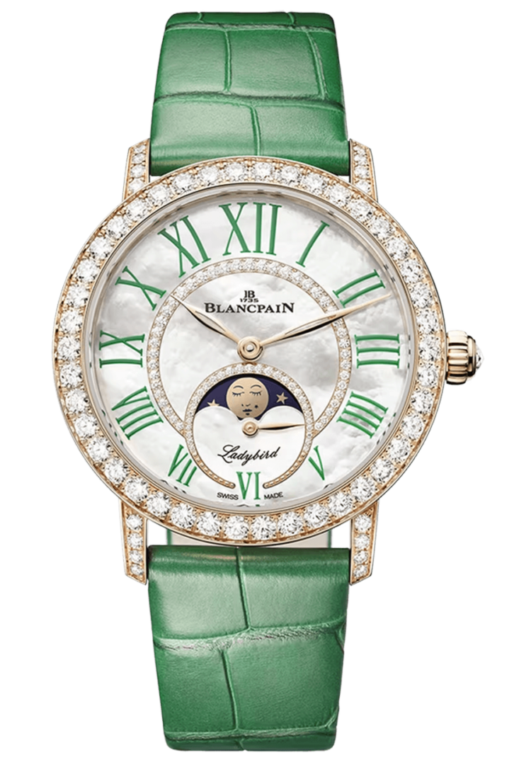 Blancpain Ladybird Colors Phases de Lune Red Gold Green Alligator Ladies Watch photo 1