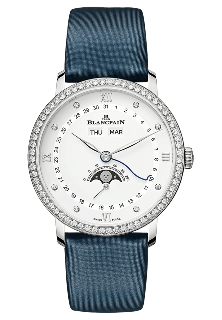 Blancpain Villeret Quantieme Complet Steel Diamond Blue Satin Ladies Watch photo 1