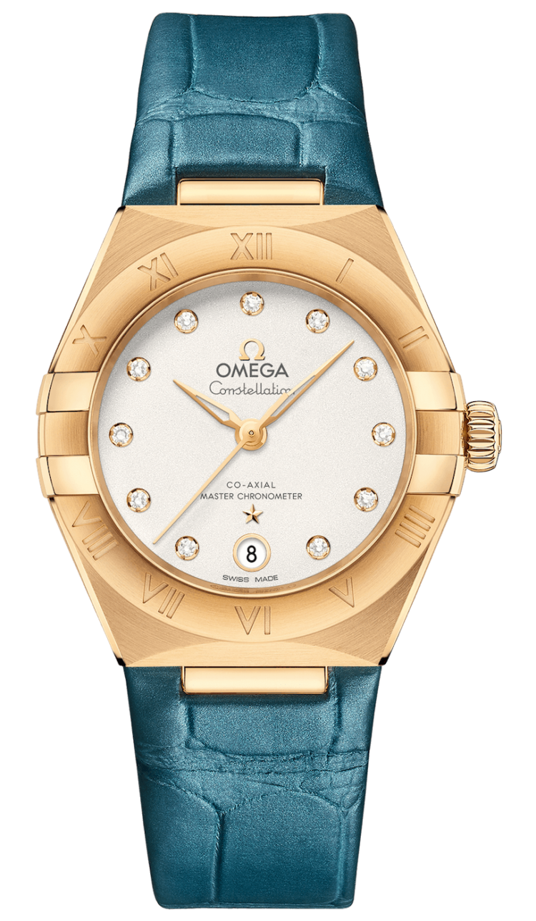 Omega Constellation Co-Axial Master Chronometer 29mm Yellow Gold Peacock Blue Ladies Watch photo 1
