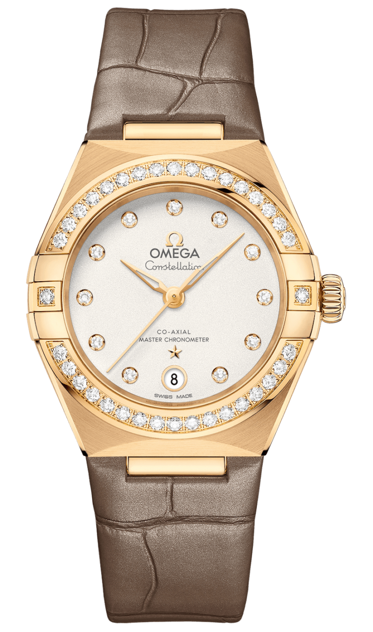 Omega Constellation Co-Axial Master Chronometer 29mm Yellow Gold Diamond Taupe Ladies Watch photo 1