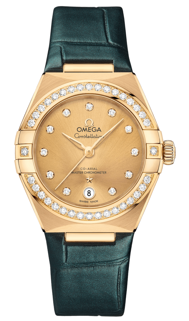 Omega Constellation Co-Axial Master Chronometer 29mm Yellow Gold Green Ladies Watch photo 1