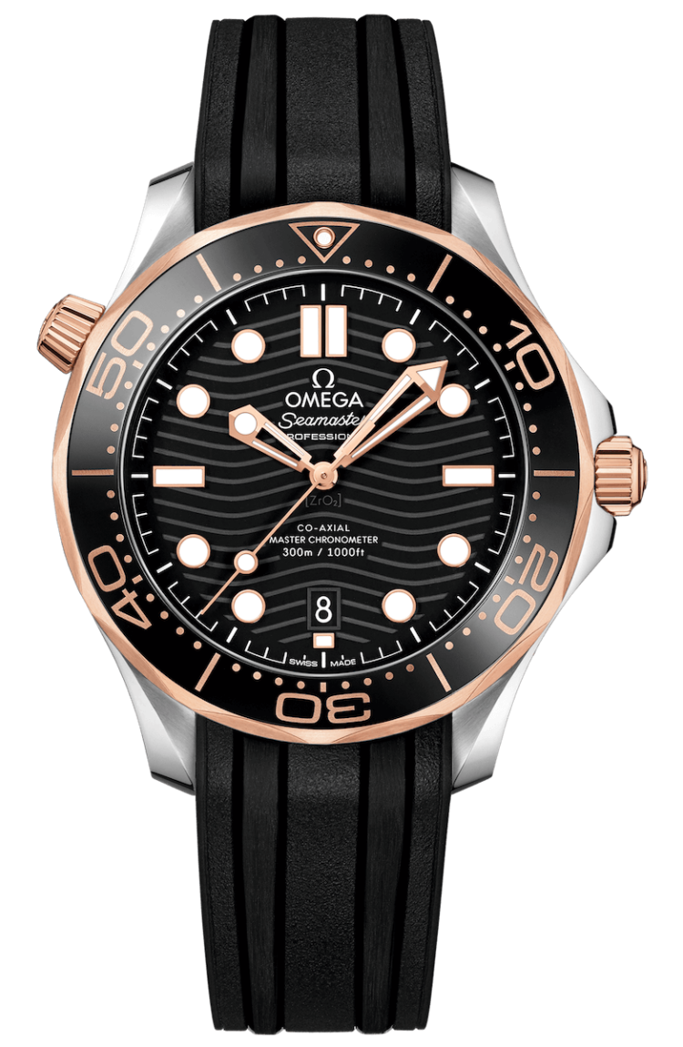 Omega Seamaster Diver 300M Co-Axial Master Chronometer 42mm Steel Sedna Gold Rubber Men's Watch photo 1