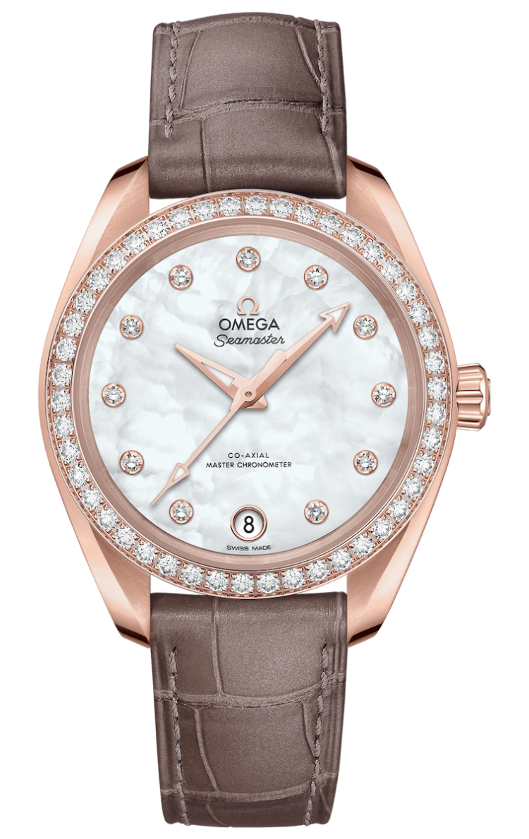 Omega Seamaster Aqua Terra 150M Co-Axial Master Chronometer 34mm Sedna Gold Mother-of-Pearl Diamond Taupe Ladies Watch photo 1