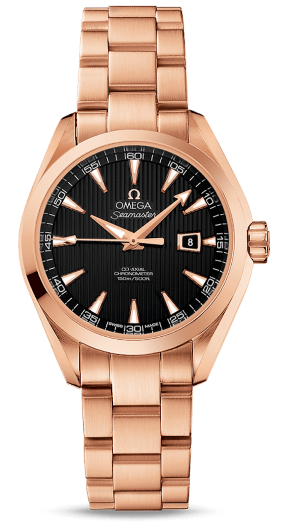 Omega Seamaster Aqua Terra 150M Co Axial Chronometer 34mm Black Dial Red Gold Ladies Watch 231.50.34.20.01.002 buy at the best prices in Catalog of premium watches Swiss Watches for Sale