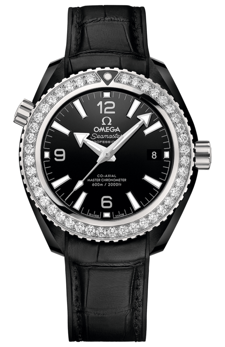 Omega Seamaster Planet Ocean 600M Co-Axial Master Chronometer Diamond Black Ceramic Alligator Men's Watch photo 1