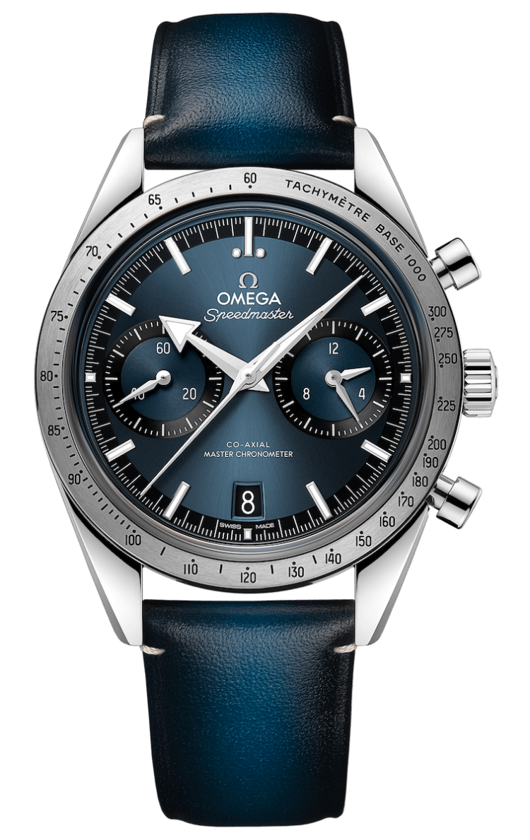 Omega Speedmaster '57 Co-Axial Master Chronometer Chronograph Blue Leather Men's Watch photo 1