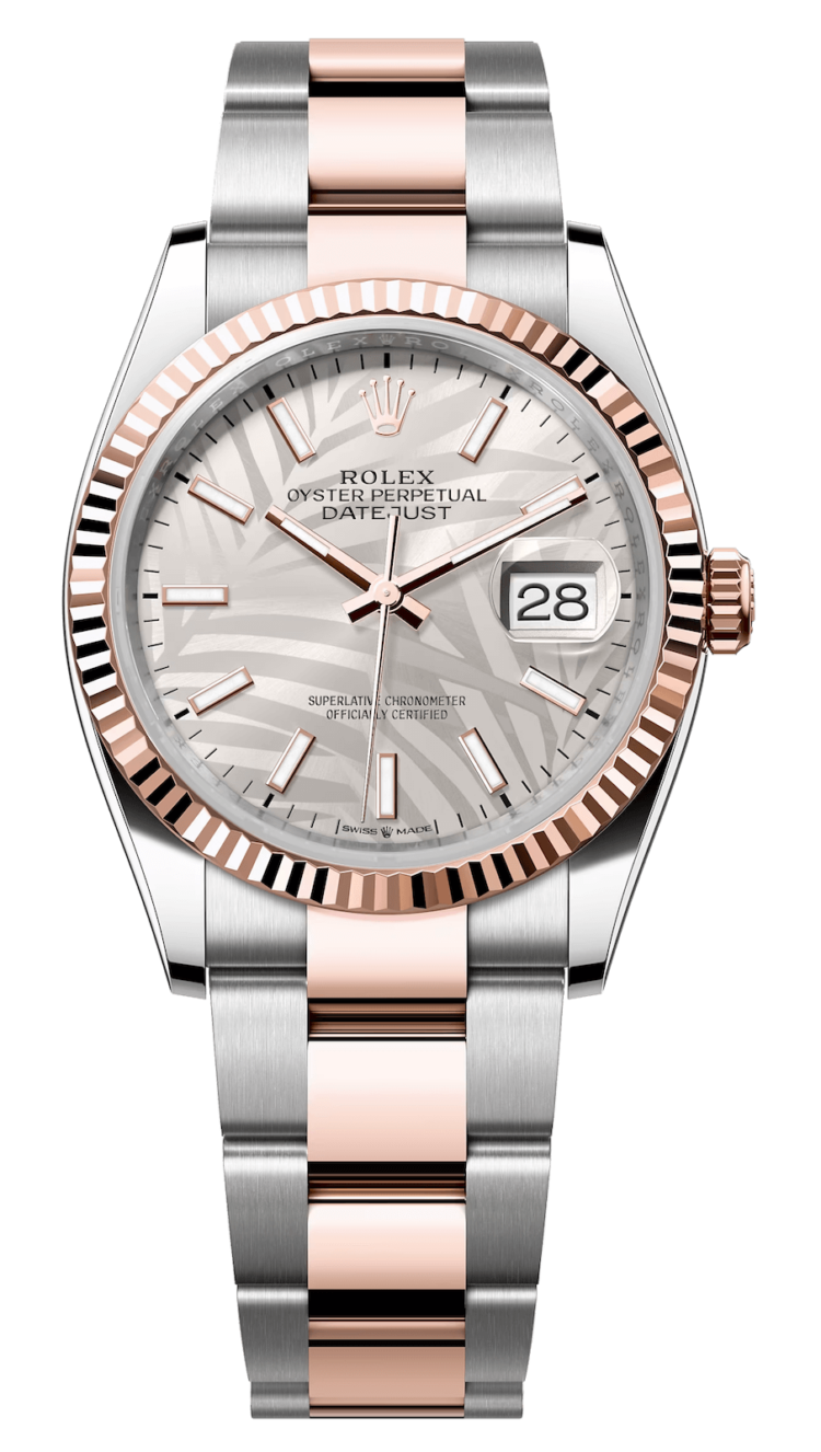 Rolex Datejust 36 Everose Rolesor Silver Palm-Motif Oyster Unisex Watch photo 1