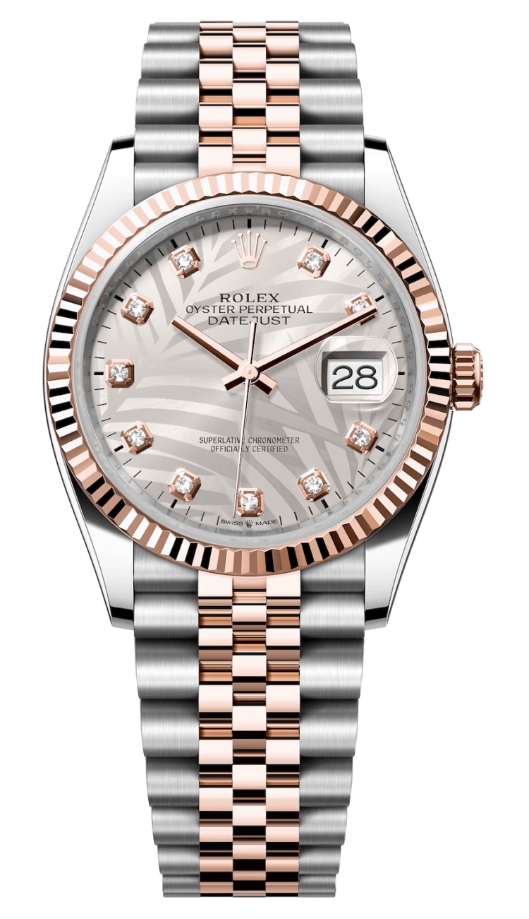 Rolex Datejust 36 Everose Rolesor Silver Palm Diamond Jubilee Unisex Watch photo 1