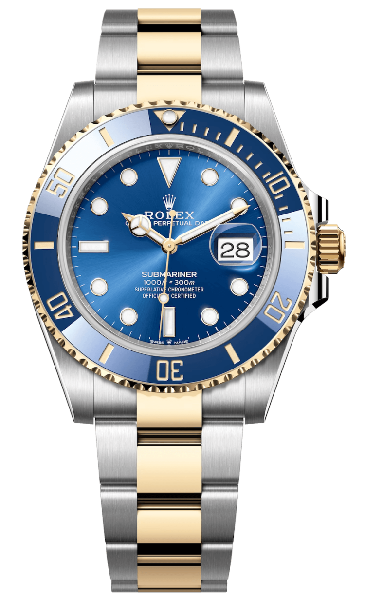 Rolex Submariner Date 41mm Yellow Rolesor Royal Blue Oyster Men's Watch photo 1