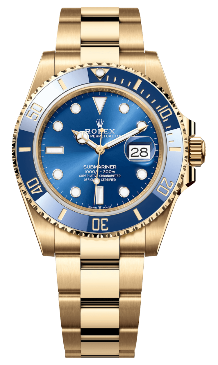 Rolex Submariner Date 41mm Yellow Gold Royal Blue Oyster Men's Watch photo 1