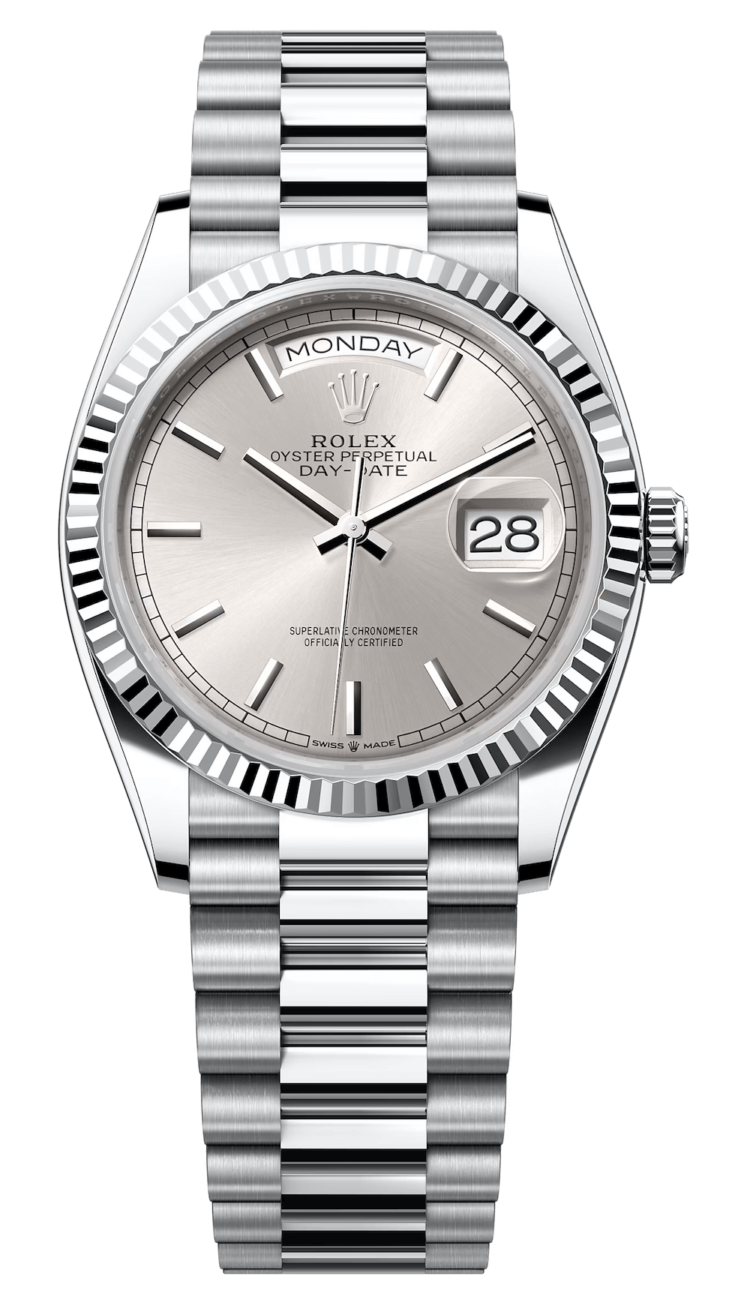 Rolex Day-Date 36 Platinum Silver Dial President Unisex Watch photo 1