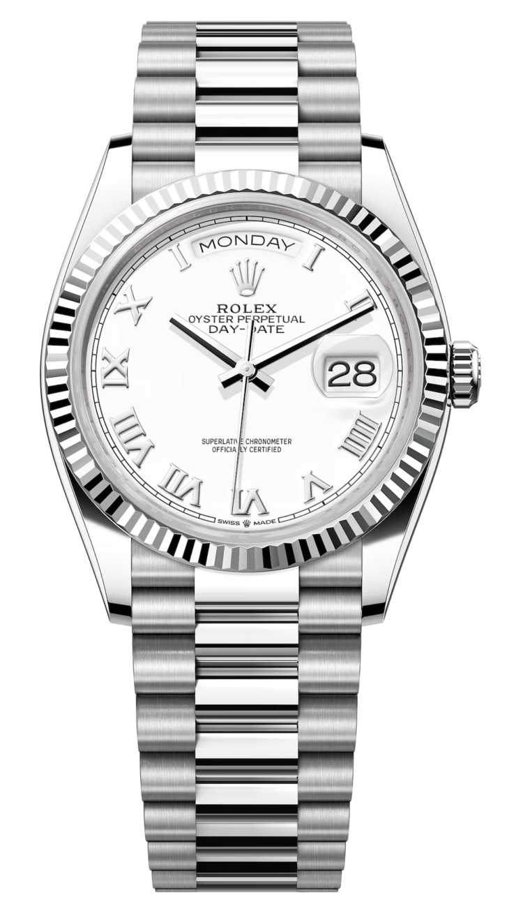 Rolex Day-Date 36 Platinum White Roman President Unisex Watch photo 1