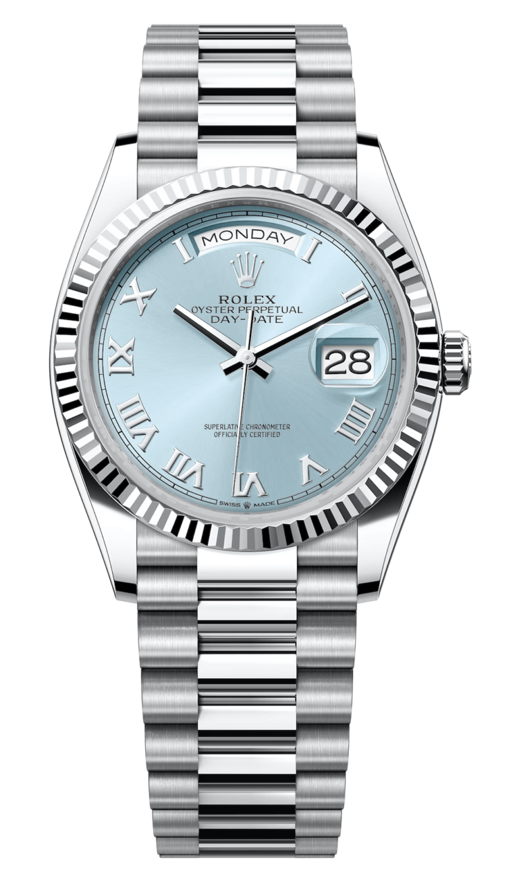Rolex Day-Date 36 Platinum Ice-Blue Roman President Unisex Watch photo 1
