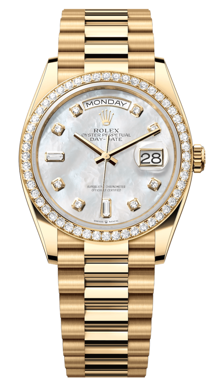 Rolex Day-Date 36 Yellow Gold Mother-of-Pearl Diamond President Unisex Watch photo 1
