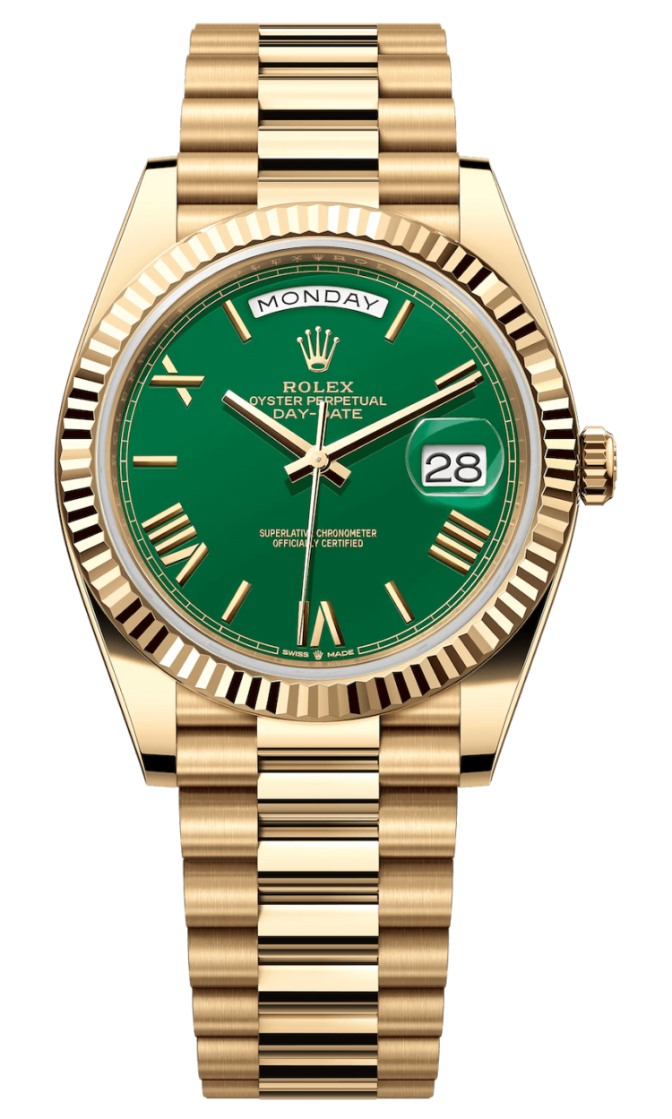 Rolex Day-Date 40 Yellow Gold Green Lacquer President Men's Watch photo 1