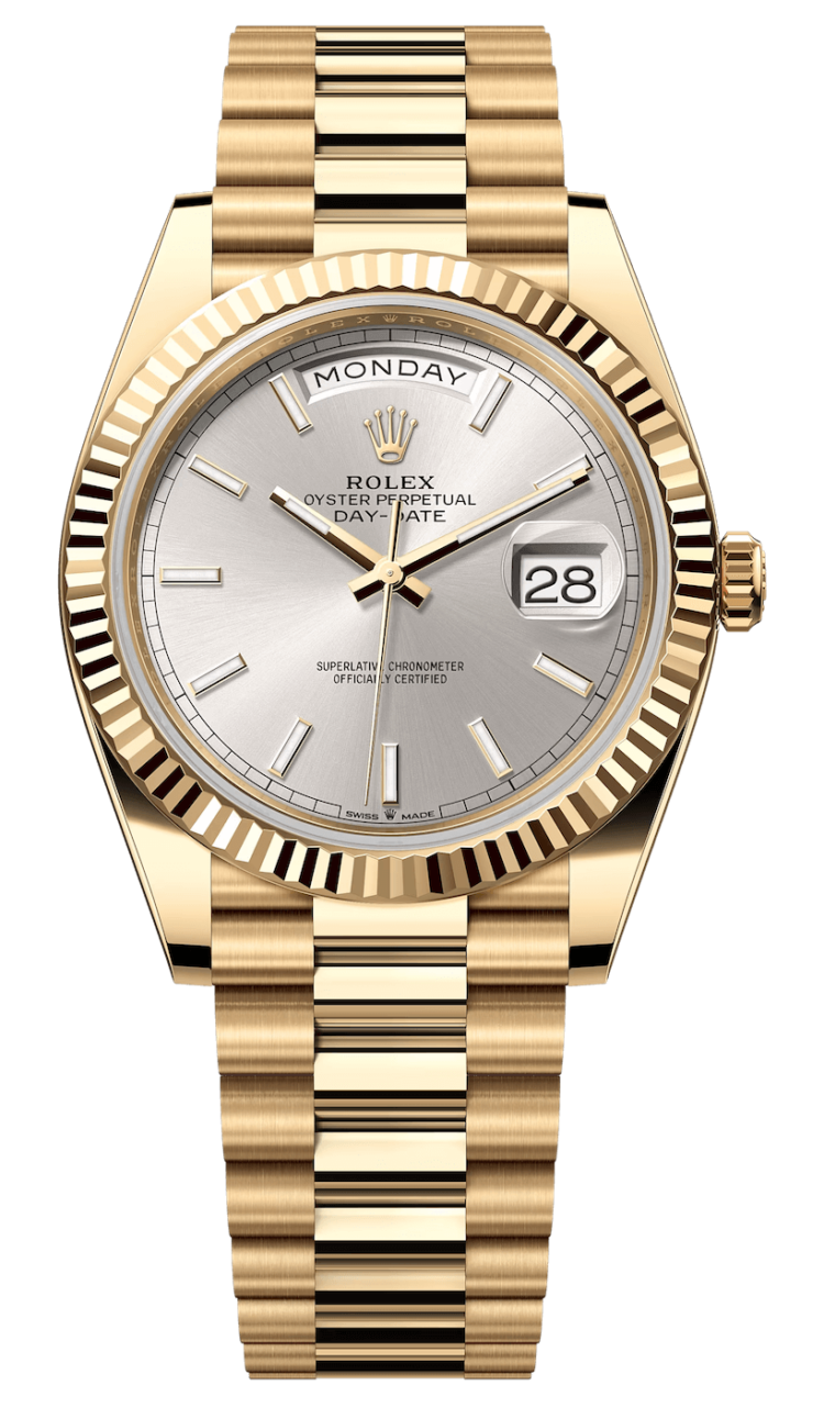 Rolex Day-Date 40 Yellow Gold Silver President Men's Watch photo 1