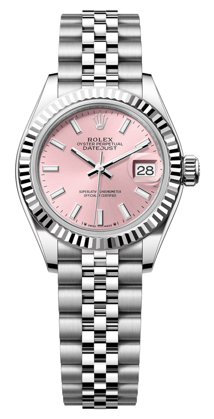 Rolex Lady-Datejust 28 White Rolesor Pink Sunray Jubilee Ladies Watch photo 1