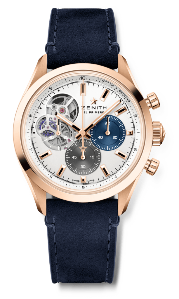 Zenith Chronomaster Open Rose Gold Blue Calfskin Men's Watch : buy at fair  prices in Catalogue of luxury watches SWISSWATCHESFORSALE.com