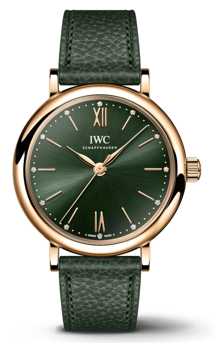 IWC Portofino Automatic 34 Rose Gold Green Calfskin Ladies Watch photo 1