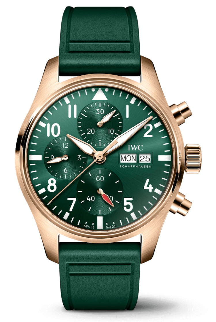 IWC Pilot's Watch Chronograph 41 Rose Gold Green Rubber Men's Watch photo 1
