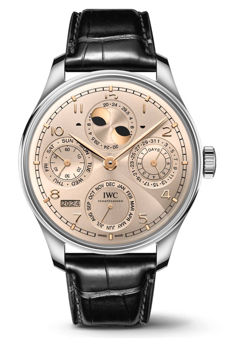 IWC Portugieser Perpetual Calendar 44 Sparkling Beige White Gold Alligator Men's Watch photo 1