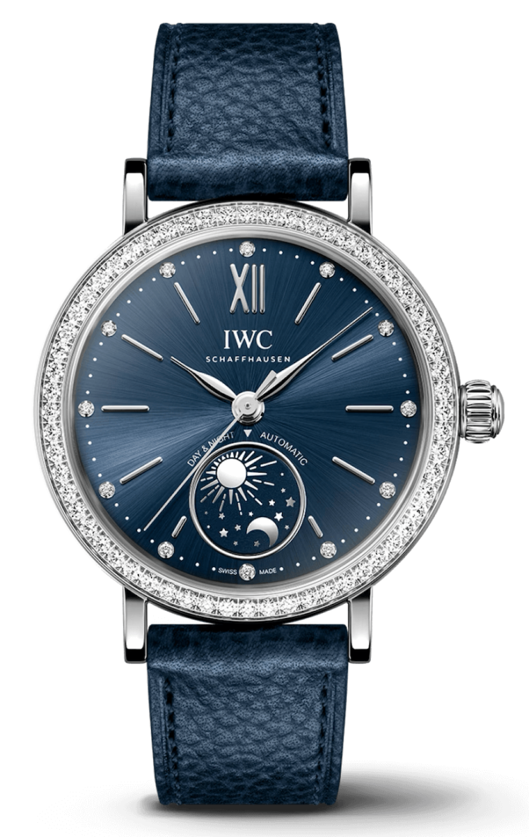 IWC Portofino Automatic Day & Night 34 Diamond Blue Calfskin Ladies Watch photo 1